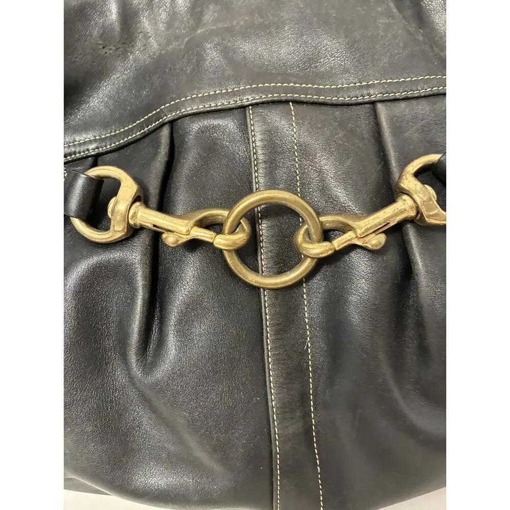 Coach Hamptons Bag Purse Horse Bit Hobo Black Gold Hardware Vtg Equestrian